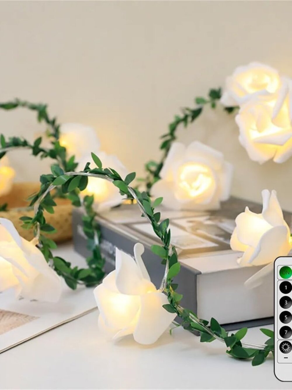 20LED 10Ft Artificial Rose Flower String Lights, Flower Fairy Light Battery Oper